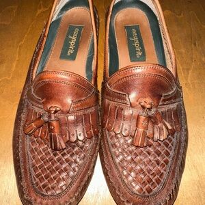 Easy Spirit Brown Woven Tassel Slip-On Loafers